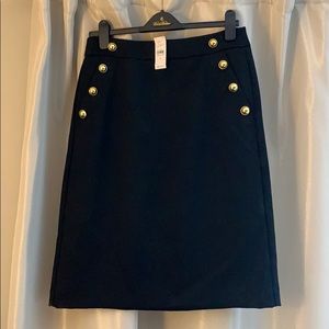 Loft gold button sailor pencil skirt NWT 8